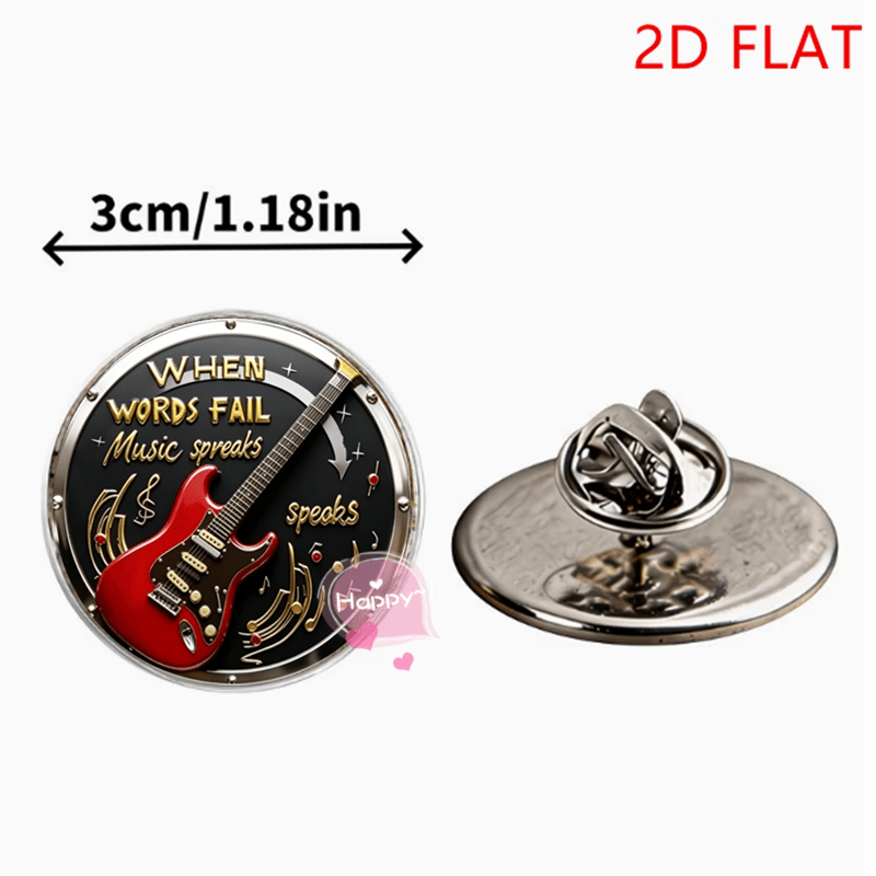 Music Themed Brooch "WHEN WORDS FAIL MUSIC SPEAKS" Stainless Steel Pin